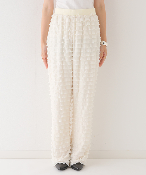 PROVOKE （プロヴォーク）の「【PROVOKE/プロヴォーク】 furi-furi pants 2：パンツ（その他パンツ・レディース・ブラック/アイボリー・FREE）」の4枚目の写真