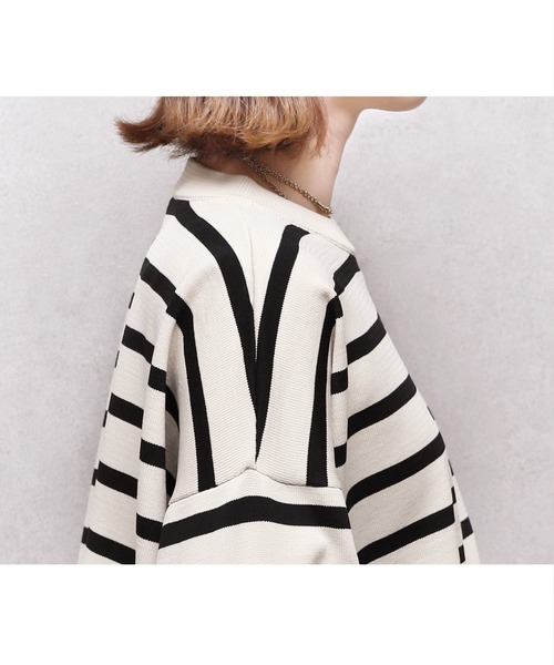 reca（レカ）の「ボーダーニットプルオーバー（ニット/セーター・レディース・ブラック/アイボリー/ホワイト系その他2/ライトベージュ・M）」の12枚目の写真