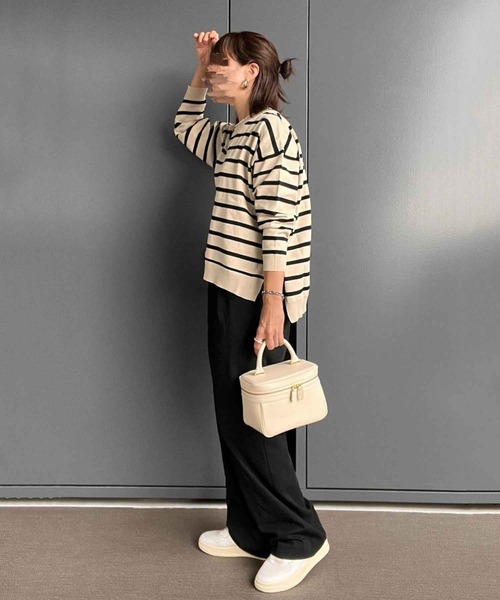 reca（レカ）の「ボーダーニットプルオーバー（ニット/セーター・レディース・ブラック/アイボリー/ホワイト系その他2/ライトベージュ・M）」の20枚目の写真