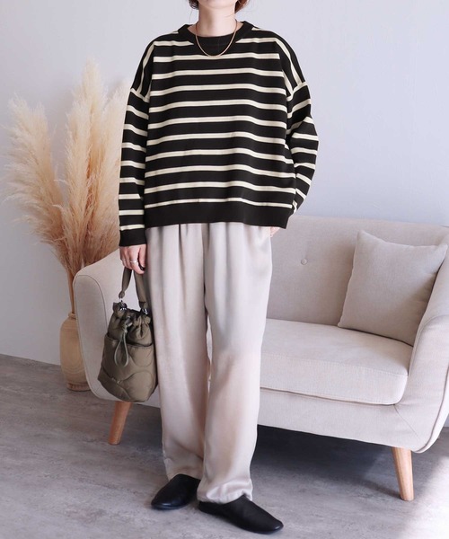 reca（レカ）の「ボーダーニットプルオーバー（ニット/セーター・レディース・ブラック/アイボリー/ホワイト系その他2/ライトベージュ・M）」の18枚目の写真