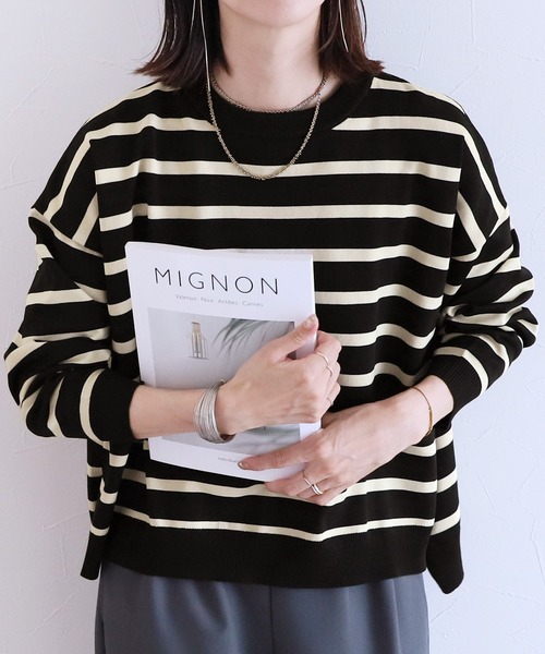 reca（レカ）の「ボーダーニットプルオーバー（ニット/セーター・レディース・ブラック/アイボリー/ホワイト系その他2/ライトベージュ・M）」の17枚目の写真