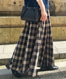 大判チェック柄はぎスカート