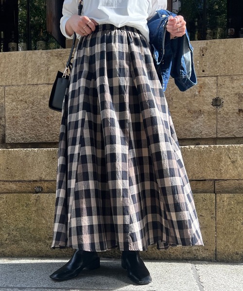 Chez toi（シェトワ）の「大判チェック柄はぎスカート（スカート