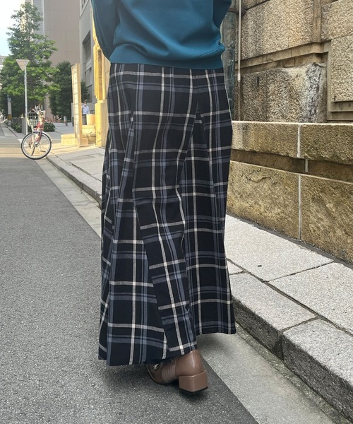 Chez toi（シェトワ）の「大判チェック柄はぎスカート（スカート・レディース・ブラック/ベージュ/オレンジ/ベージュ系その他・FREE）」の11枚目の写真