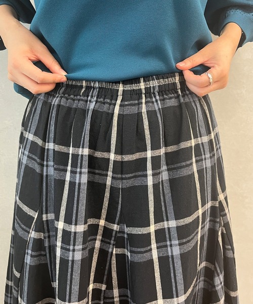 Chez toi（シェトワ）の「大判チェック柄はぎスカート（スカート・レディース・ブラック/ベージュ/オレンジ/ベージュ系その他・FREE）」の8枚目の写真