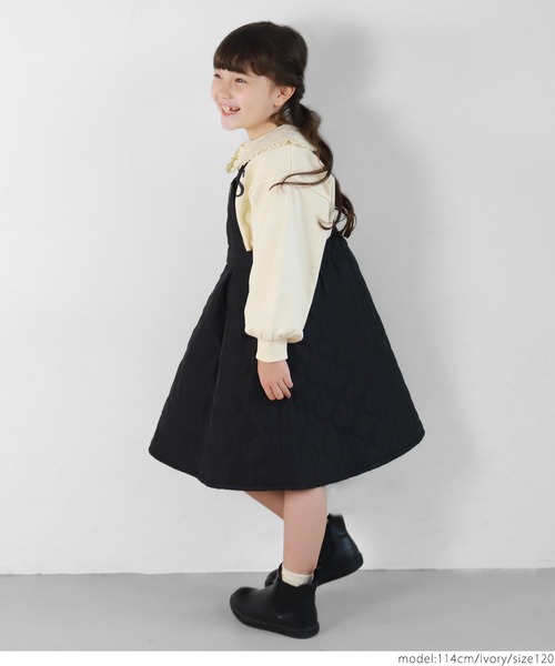 coca(coca)(コカ)の「キッズ フリルカラー付ロゴプルオーバー(スウェット・キッズ・ブラック/アイボリー・100/110/120/130)」の4枚目の写真