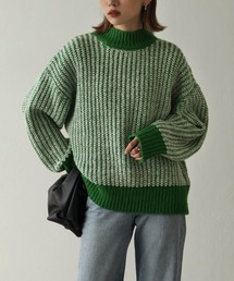 ウールライクバイカラーニット