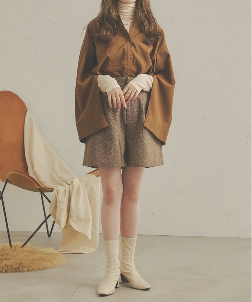 Ambre Neige（アンブルネージュ）の「ストレッチショートブーツ／【WEB/EC限定商品】（ブーツ・レディース・ブラック/ダークブラウン/アイボリー・SMALL/MEDIUM/LARGE/X-LARGE）」の11枚目の写真