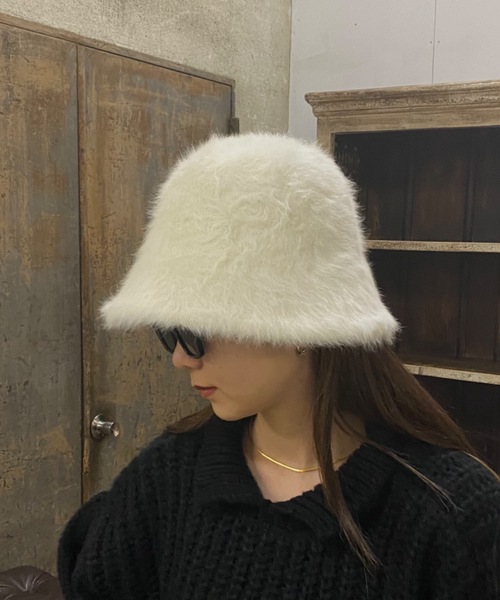 SHAGGIE（シャギー）の「ラビットファーバケットハット（ハット・レディース・ホワイト/ブラック・FREE）」の4枚目の写真