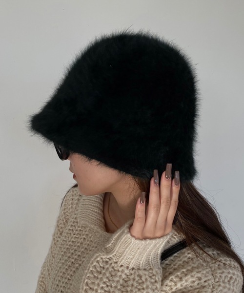 SHAGGIE（シャギー）の「ラビットファーバケットハット（ハット・レディース・ホワイト/ブラック・FREE）」の7枚目の写真