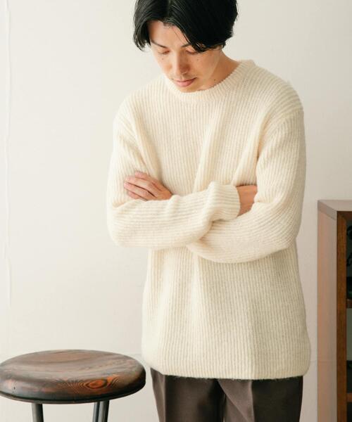 ITEMS URBANRESEARCH(アイテムズ アーバンリサーチ)の「モヘアタッチ クルーネックリブニット(ニット/セーター・メンズ・ミント/オフホワイト/ネイビー・MEDIUM/LARGE)」の2枚目の写真