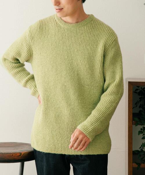 ITEMS URBANRESEARCH(アイテムズ アーバンリサーチ)の「モヘアタッチ クルーネックリブニット(ニット/セーター・メンズ・ミント/オフホワイト/ネイビー・MEDIUM/LARGE)」の1枚目の写真