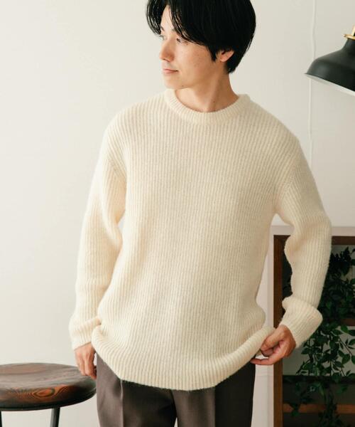 ITEMS URBANRESEARCH(アイテムズ アーバンリサーチ)の「モヘアタッチ クルーネックリブニット(ニット/セーター・メンズ・ミント/オフホワイト/ネイビー・MEDIUM/LARGE)」の5枚目の写真