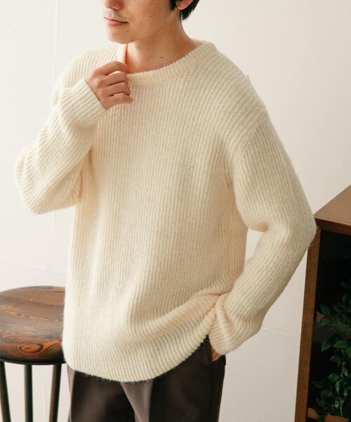 ITEMS URBANRESEARCH(アイテムズ アーバンリサーチ)の「モヘアタッチ クルーネックリブニット(ニット/セーター・メンズ・ミント/オフホワイト/ネイビー・MEDIUM/LARGE)」の6枚目の写真