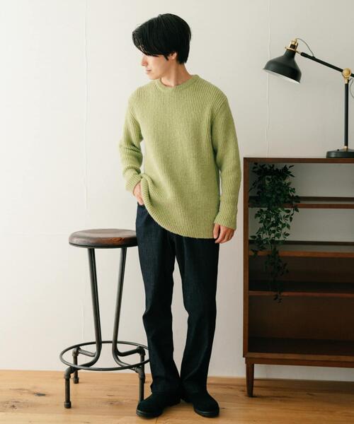 ITEMS URBANRESEARCH(アイテムズ アーバンリサーチ)の「モヘアタッチ クルーネックリブニット(ニット/セーター・メンズ・ミント/オフホワイト/ネイビー・MEDIUM/LARGE)」の15枚目の写真