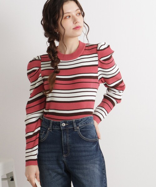 Cutie Blonde（キューティーブロンド）の「◆肩タックリブニットプルオーバー（ニット/セーター・レディース・ブラック/ホワイト系/ベージュ系2/ピンク系7・02/03）」の11枚目の写真