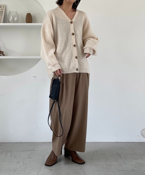 CAPRICIEUX LE'MAGE（カプリシューレマージュ）の「モヘア起毛カーディガン（カーディガン/ボレロ・レディース・ピンク/グリーン/ホワイト系その他/オレンジ・FREE）」の10枚目の写真