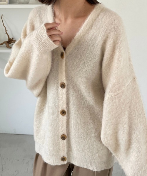 CAPRICIEUX LE'MAGE（カプリシューレマージュ）の「モヘア起毛カーディガン（カーディガン/ボレロ・レディース・ピンク/グリーン/ホワイト系その他/オレンジ・FREE）」の8枚目の写真