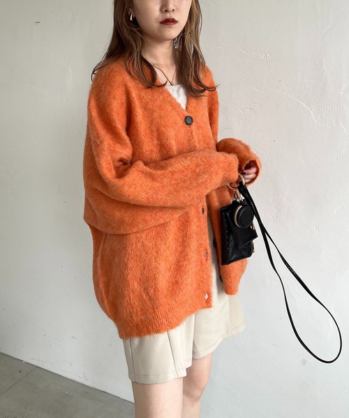 CAPRICIEUX LE'MAGE（カプリシューレマージュ）の「モヘア起毛カーディガン（カーディガン/ボレロ・レディース・ピンク/グリーン/ホワイト系その他/オレンジ・FREE）」の15枚目の写真