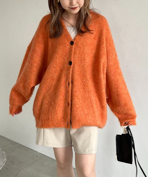 CAPRICIEUX LE'MAGE（カプリシューレマージュ）の「モヘア起毛カーディガン（カーディガン/ボレロ・レディース・ピンク/グリーン/ホワイト系その他/オレンジ・FREE）」の16枚目の写真