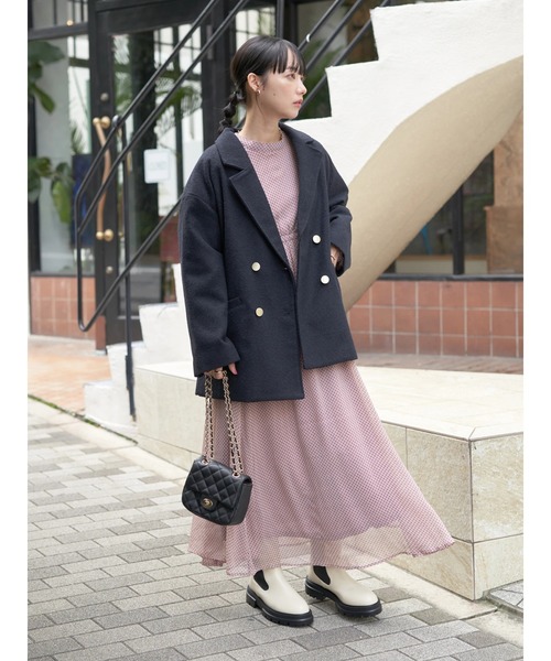 earth music&ecology(アースミュージックアンドエコロジー)の「ボリュームスリーブシアーワンピース(ワンピース・レディース・グリーン/ベージュ/ピンク系その他2・FREE)」の22枚目の写真