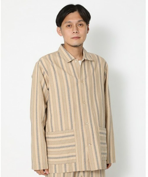 Snow Peak(スノーピーク)の「C/L Dobby Stripe Jacket(その他トップス・メンズ・ブラウン/ブラック・MEDIUM/SMALL/LARGE/X-LARGE)」の2枚目の写真