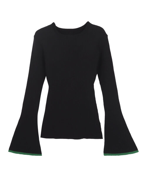 KOBE LETTUCE（コウベレタス）の「選べる2type　フレアスリーブリブ編みニットトップス（ニット/セーター・レディース・ブラック/ホワイト系/モカ/グリーン/グレー/ピンク/ネイビー/オフホワイト/ベージュ系/ブラック系/グレー系1/ホワイト系1/サックスブルー系/グレー系/サックスブルー/ライトグリーン/ライトグリーン系/グレー×ピンク/ブラック×グリーン/グレー系その他/ブラック系1/グレー系その他3/グレー系その他2・PM/M/PL/L/L1/M1）」の7枚目の写真