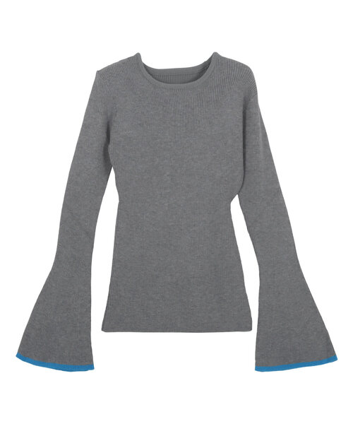 KOBE LETTUCE（コウベレタス）の「選べる2type　フレアスリーブリブ編みニットトップス（ニット/セーター・レディース・ブラック/ホワイト系/モカ/グリーン/グレー/ピンク/ネイビー/オフホワイト/ベージュ系/ブラック系/グレー系1/ホワイト系1/サックスブルー系/グレー系/サックスブルー/ライトグリーン/ライトグリーン系/グレー×ピンク/ブラック×グリーン/グレー系その他/ブラック系1/グレー系その他3/グレー系その他2・PM/M/PL/L/L1/M1）」の11枚目の写真