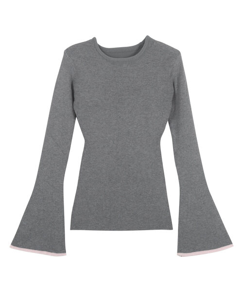 KOBE LETTUCE（コウベレタス）の「選べる2type　フレアスリーブリブ編みニットトップス（ニット/セーター・レディース・ブラック/ホワイト系/モカ/グリーン/グレー/ピンク/ネイビー/オフホワイト/ベージュ系/ブラック系/グレー系1/ホワイト系1/サックスブルー系/グレー系/サックスブルー/ライトグリーン/ライトグリーン系/グレー×ピンク/ブラック×グリーン/グレー系その他/ブラック系1/グレー系その他3/グレー系その他2・PM/M/PL/L/L1/M1）」の12枚目の写真