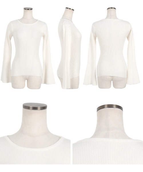セール】選べる2type フレアスリーブリブ編みニットトップス（ニット