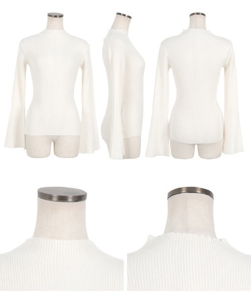 選べる2type フレアスリーブリブ編みニットトップス（ニット/セーター