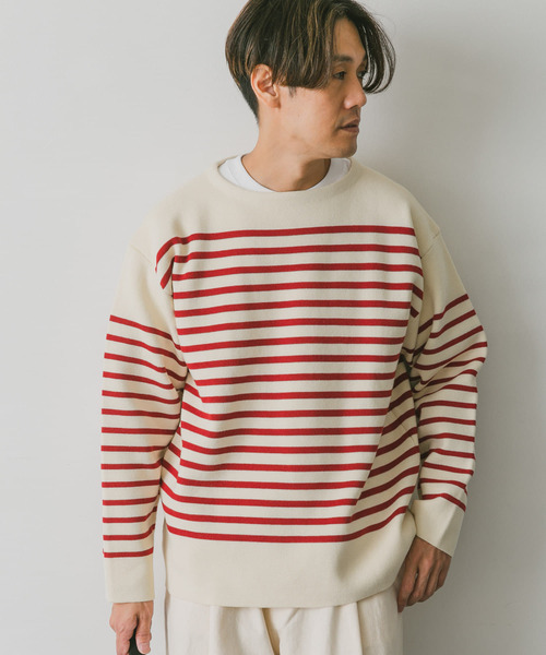 URBAN RESEARCH DOORS（アーバンリサーチドアーズ）の「『ユニセックス』ミラノリブ ボートネックボーダー（ニット/セーター・メンズ・ネイビー/レッド/ホワイト・LARGE/MEDIUM）」の11枚目の写真