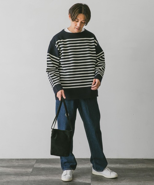 URBAN RESEARCH DOORS（アーバンリサーチドアーズ）の「『ユニセックス』ミラノリブ ボートネックボーダー（ニット/セーター・メンズ・ネイビー/レッド/ホワイト・LARGE/MEDIUM）」の7枚目の写真