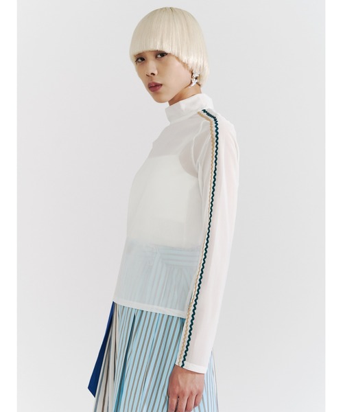 PAMEO POSE（パメオポーズ）の「Wavy Line Skin Top（Tシャツ/カットソー・レディース・ホワイト/ブルー/ブラック・FREE）」の7枚目の写真