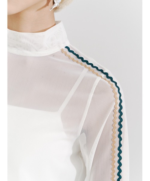 PAMEO POSE（パメオポーズ）の「Wavy Line Skin Top（Tシャツ/カットソー・レディース・ホワイト/ブルー/ブラック・FREE）」の4枚目の写真