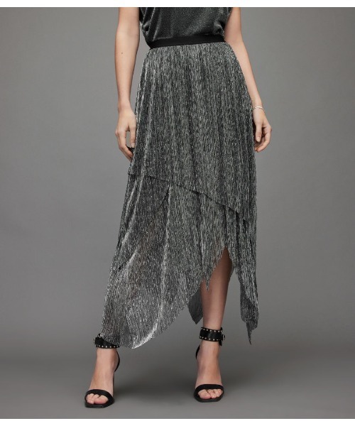 ALLSAINTS（オールセインツ）の「VEENA TULLE SHIMMER MIDI SKIRT | VEENA チュール シマー ミディ スカート（スカート・レディース・シルバー・4/6/8/10）」の2枚目の写真