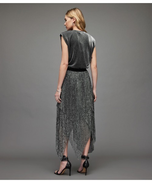 ALLSAINTS（オールセインツ）の「VEENA TULLE SHIMMER MIDI SKIRT | VEENA チュール シマー ミディ スカート（スカート・レディース・シルバー・4/6/8/10）」の6枚目の写真