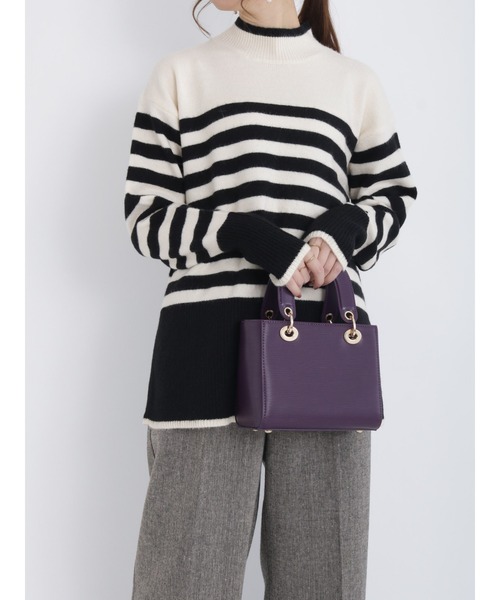 Te chichi（テチチ）の「パネルデザインハイネックニット（ニット/セーター・レディース・オフホワイト/ネイビー/ブラウン・ﾌﾘ-）」の2枚目の写真