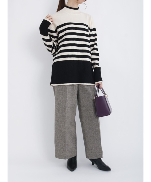 Te chichi（テチチ）の「パネルデザインハイネックニット（ニット/セーター・レディース・オフホワイト/ネイビー/ブラウン・ﾌﾘ-）」の10枚目の写真