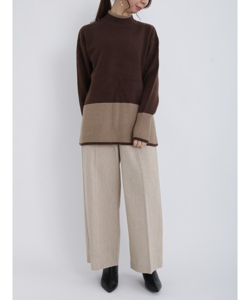 Te chichi（テチチ）の「パネルデザインハイネックニット（ニット/セーター・レディース・オフホワイト/ネイビー/ブラウン・ﾌﾘ-）」の5枚目の写真