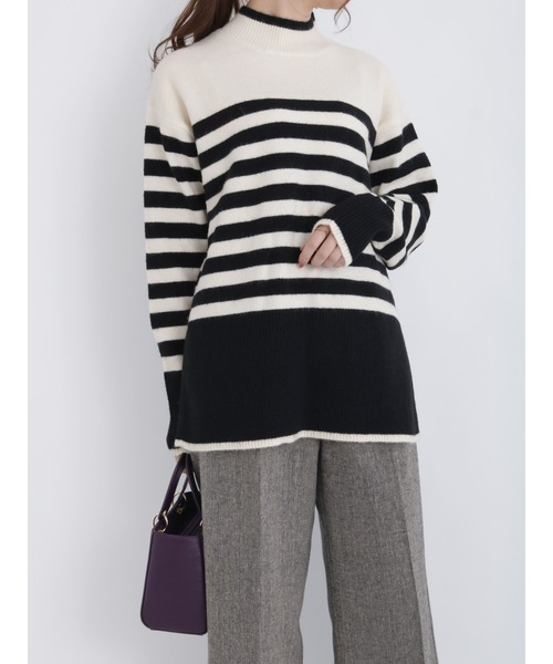 Te chichi（テチチ）の「パネルデザインハイネックニット（ニット/セーター・レディース・オフホワイト/ネイビー/ブラウン・ﾌﾘ-）」の9枚目の写真