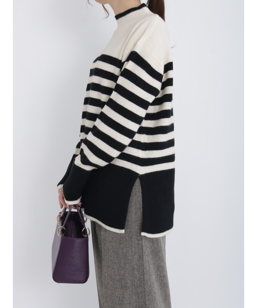 Te chichi（テチチ）の「パネルデザインハイネックニット（ニット/セーター・レディース・オフホワイト/ネイビー/ブラウン・ﾌﾘ-）」の4枚目の写真