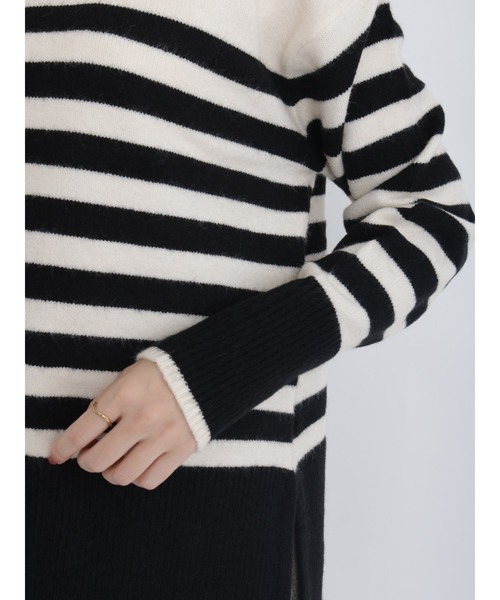 Te chichi（テチチ）の「パネルデザインハイネックニット（ニット/セーター・レディース・オフホワイト/ネイビー/ブラウン・ﾌﾘ-）」の11枚目の写真
