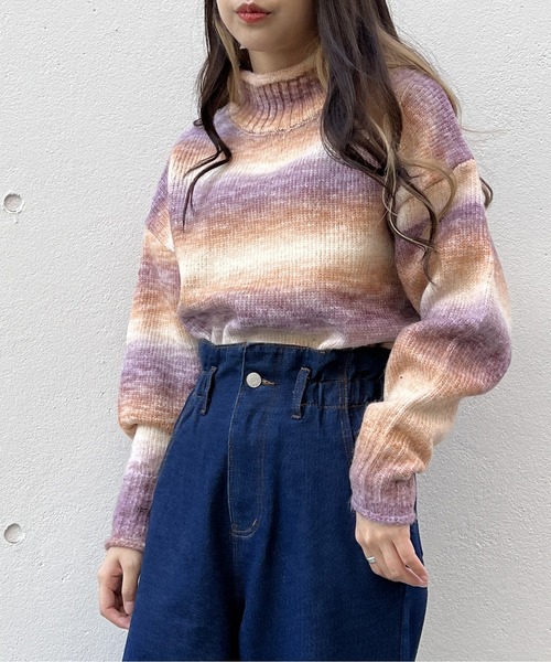 one way（ワンウェイ）の「グラデーションタートルニット（ニット/セーター・レディース・ライトブラウン/ライトブルー/パープル/ライトグリーン・FREE）」の8枚目の写真