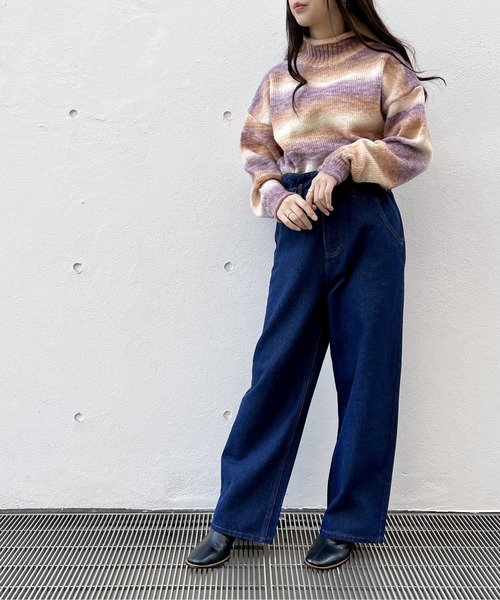 one way（ワンウェイ）の「グラデーションタートルニット（ニット/セーター・レディース・ライトブラウン/ライトブルー/パープル/ライトグリーン・FREE）」の10枚目の写真