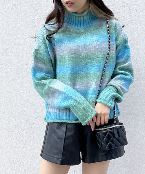 one way（ワンウェイ）の「グラデーションタートルニット（ニット/セーター・レディース・ライトブラウン/ライトブルー/パープル/ライトグリーン・FREE）」の16枚目の写真