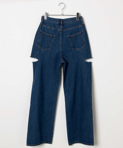 WEGO（ウィゴー）の「WEGO/サイドカットデニムパンツ（デニムパンツ・レディース・インディゴブルー/ブラック/ライトインディゴブルー・LARGE/SMALL/MEDIUM）」の7枚目の写真