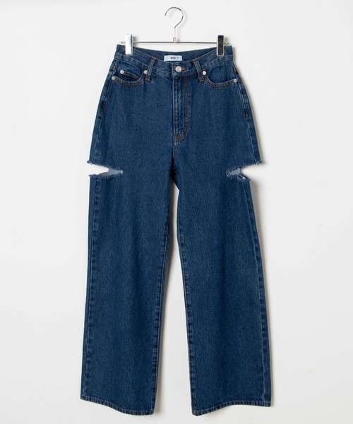 WEGO（ウィゴー）の「WEGO/サイドカットデニムパンツ（デニムパンツ・レディース・インディゴブルー/ブラック/ライトインディゴブルー・LARGE/SMALL/MEDIUM）」の8枚目の写真