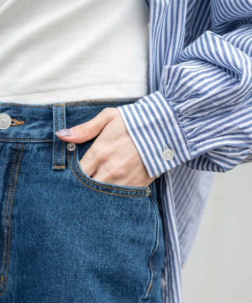 WEGO（ウィゴー）の「WEGO/サイドカットデニムパンツ（デニムパンツ・レディース・インディゴブルー/ブラック/ライトインディゴブルー・LARGE/SMALL/MEDIUM）」の18枚目の写真