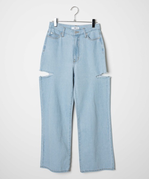 WEGO（ウィゴー）の「WEGO/サイドカットデニムパンツ（デニムパンツ・レディース・インディゴブルー/ブラック/ライトインディゴブルー・LARGE/SMALL/MEDIUM）」の6枚目の写真